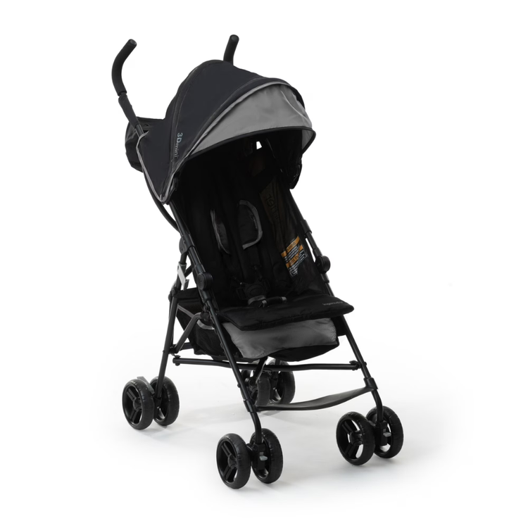 Ingenuity 3Dmini Lightweight Umbrella Convenience Stroller Gray Durable Steel Frame Compact Fold 5-Point Harness