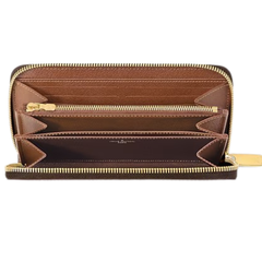 Louis Vuitton Wallet Leather Purse Monogram Long Zippy Brown