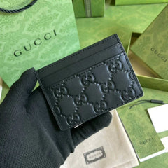 Gucci Guccissima Card Holder Leather Black Premium Leather Minimalist Designer Accessory