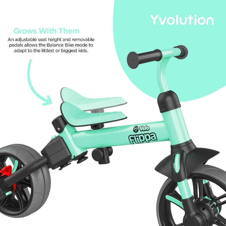 Yvolution Velo Flippa 4 in 1 Toddler Tricycle | Kids Balance Bike with Push Handle Ages 2-5 Years