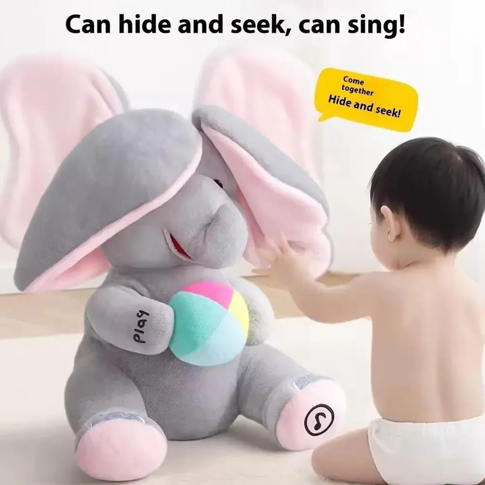 Hide-And-Seek Elephant Plush Toy Baby Interactive Singing Musical Toy For Soothing Children Head Up Training Toys Christmas Gift