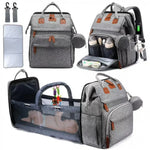 Multifunctional Bed Diaper Backpack Baby Girl Boy Nappy Changing Bag Large Capacity Folding Crib Nursing Mommy Bag for Travel