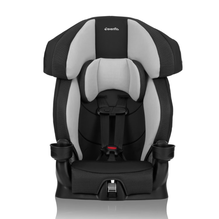 Evenflo Chase Plus 2-in-1 Harnessed Booster Car Seat Huron Black | High Back Booster with 5-Point Harness & Cup Holders