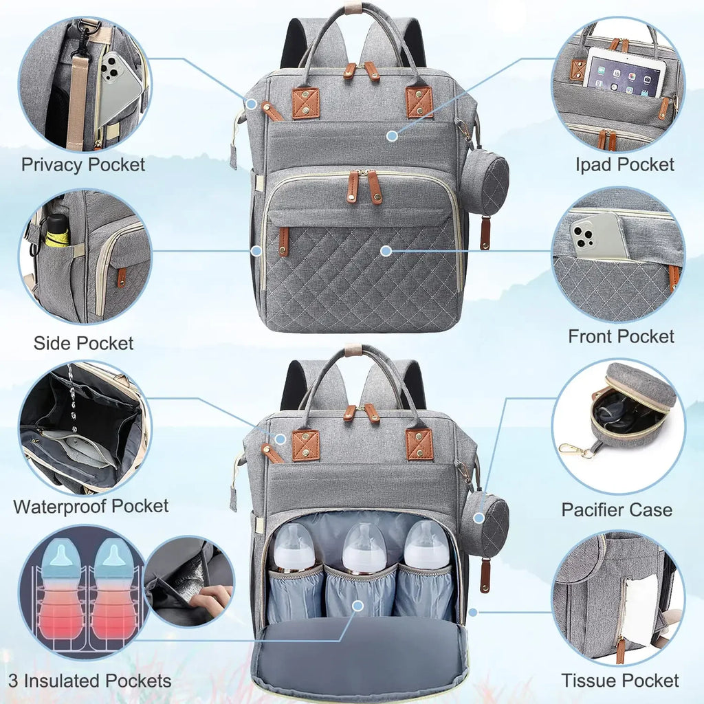 Diaper Bag Backpack Baby Bag, Baby Girl Boy Diaper Bag for Dad Mom with Pad, Travel Large Diaper Bags with Pacifier Case