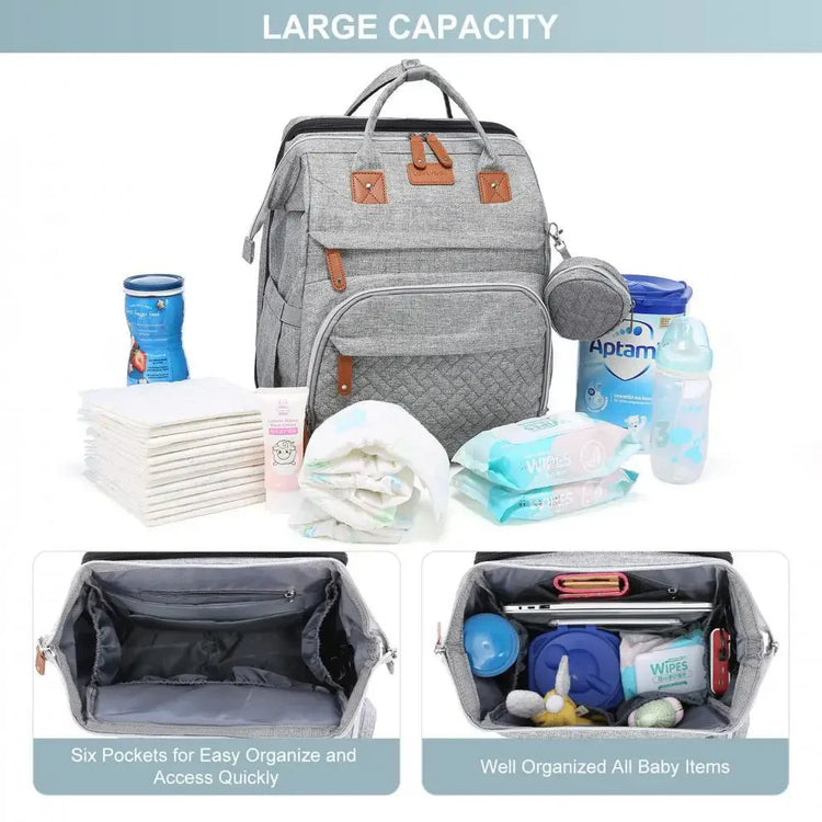 Multifunctional Bed Diaper Backpack Baby Girl Boy Nappy Changing Bag Large Capacity Folding Crib Nursing Mommy Bag for Travel