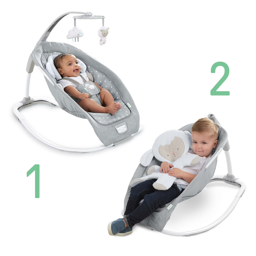 Ingenuity Cuddle Lamb 2 in 1 Rocking Seat | Infant Rocker & Toddler Chair with Music