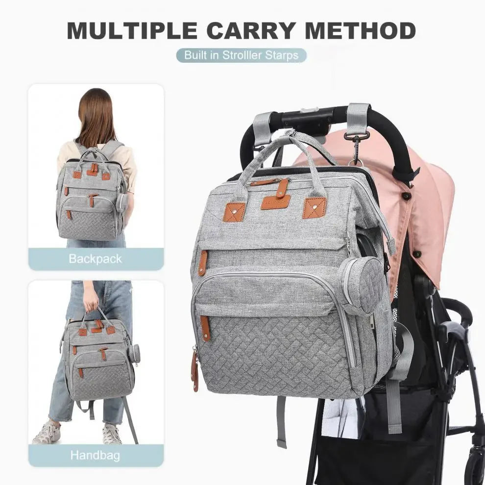 Multifunctional Bed Diaper Backpack Baby Girl Boy Nappy Changing Bag Large Capacity Folding Crib Nursing Mommy Bag for Travel