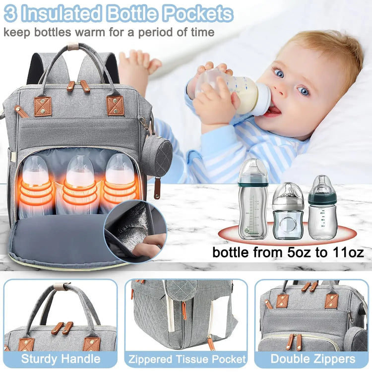 Diaper Bag Backpack Baby Bag, Baby Girl Boy Diaper Bag for Dad Mom with Pad, Travel Large Diaper Bags with Pacifier Case