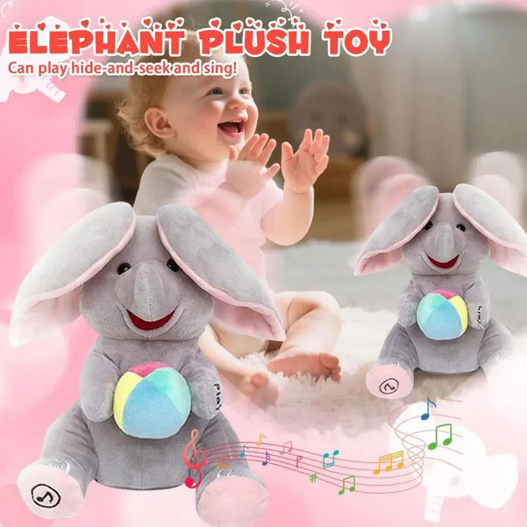 Hide-And-Seek Elephant Plush Toy Baby Interactive Singing Musical Toy For Soothing Children Head Up Training Toys Christmas Gift