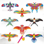 Children Kite Toy Cartoon Eagle Foldable Mini Plastic Toys Kite Hand Brake Fishing Rod Butterflies For Kids Outdoor Toy For Fun