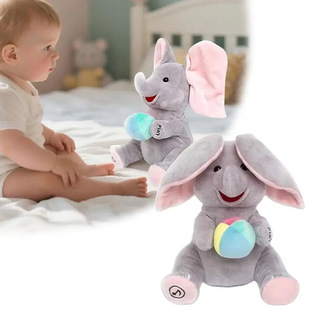 Hide-And-Seek Elephant Plush Toy Baby Interactive Singing Musical Toy For Soothing Children Head Up Training Toys Christmas Gift