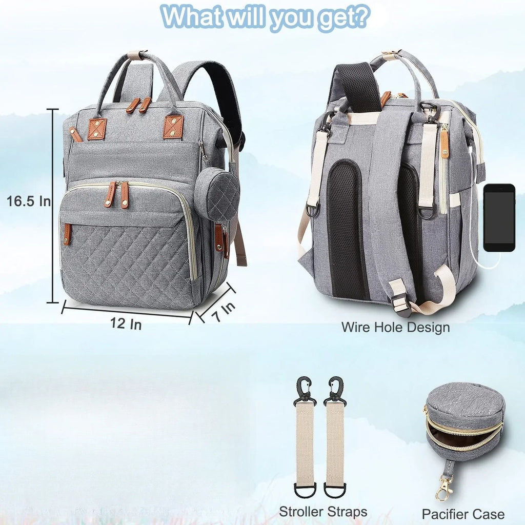 Diaper Bag Backpack Baby Bag, Baby Girl Boy Diaper Bag for Dad Mom with Pad, Travel Large Diaper Bags with Pacifier Case