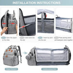 Multifunctional Bed Diaper Backpack Baby Girl Boy Nappy Changing Bag Large Capacity Folding Crib Nursing Mommy Bag for Travel