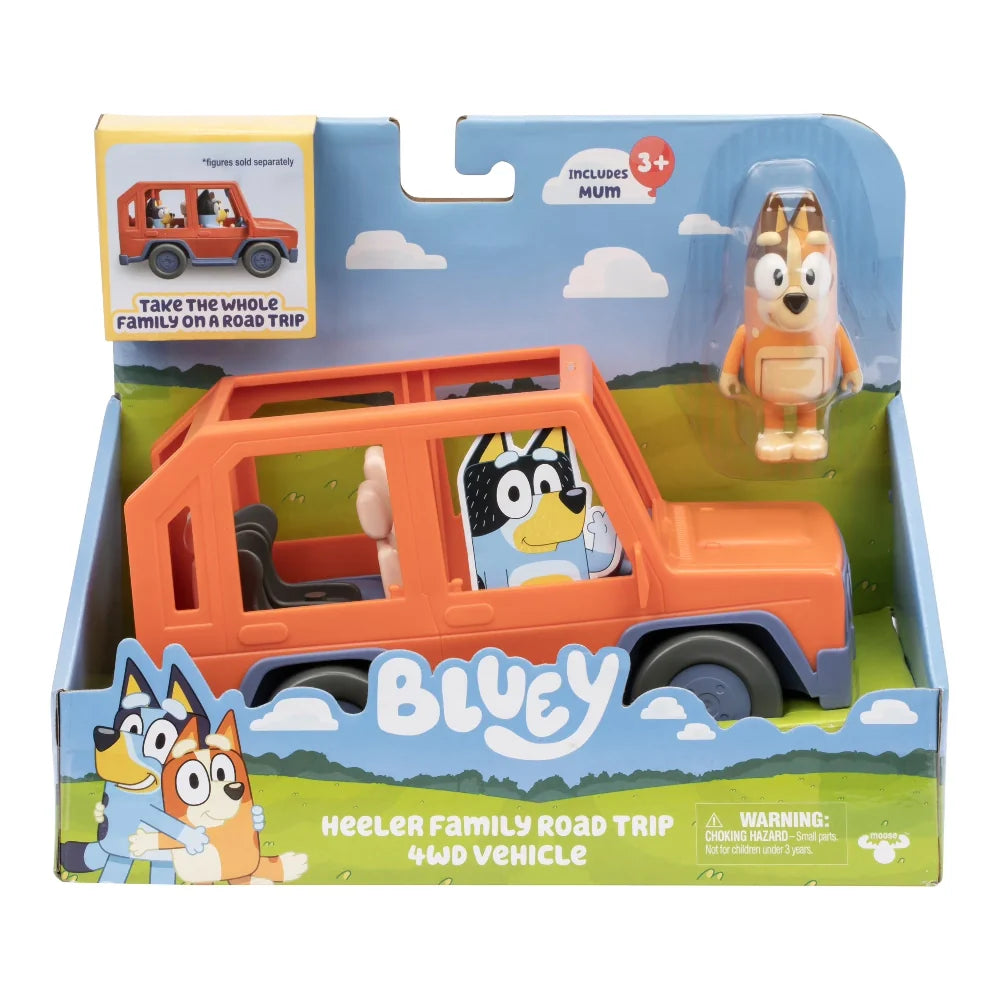 Bluey Heeler Family Road Trip 4WD Vehicle Toy | Includes Poseable Chilli Figure for Kids Ages 3+