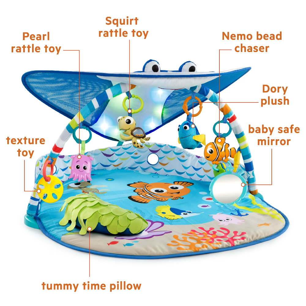 Disney Finding Nemo Mr Ray Ocean Lights Activity Gym | Baby Tummy Time Play Mat