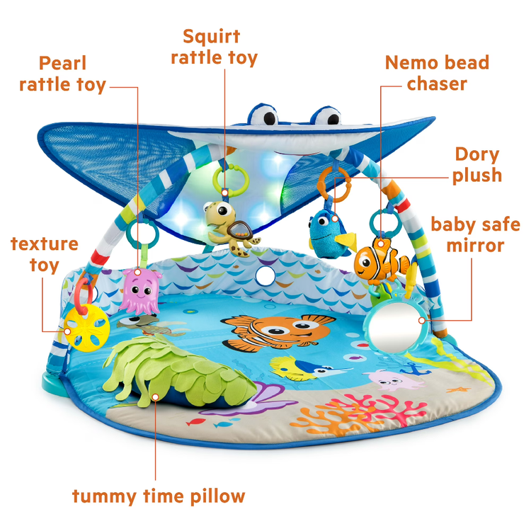 Disney Finding Nemo Mr Ray Ocean Lights Activity Gym | Baby Tummy Time Play Mat