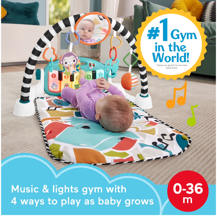 Baby Einstein Kickin' Tunes 4-in-1 Infant Activity Gym Tummy Time Play Mat with Piano Multicolor