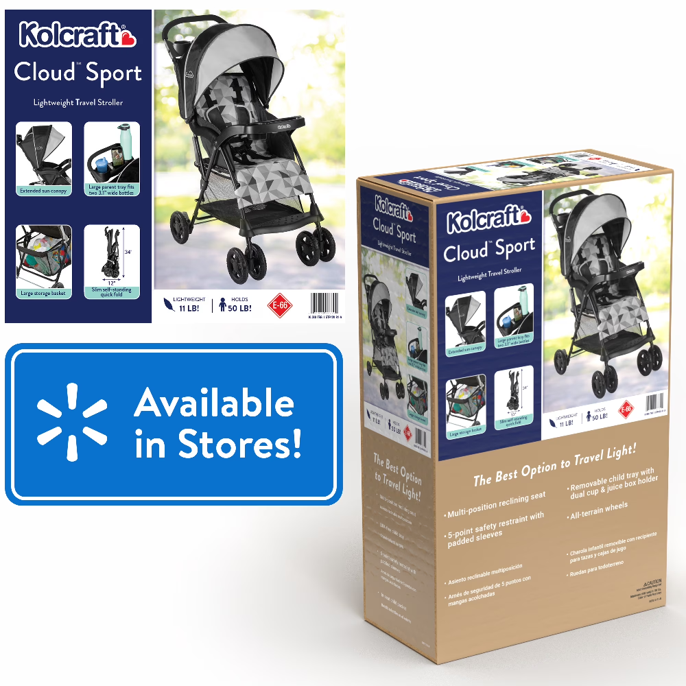Kolcraft Cloud Sport Lightweight Stroller | Compact Travel Baby Stroller With Canopy