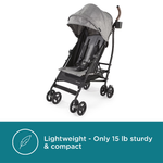 Contours MaxLite Deluxe Lightweight Umbrella Stroller Graphite Gray Vegan Leather Handles All Wheel Suspension