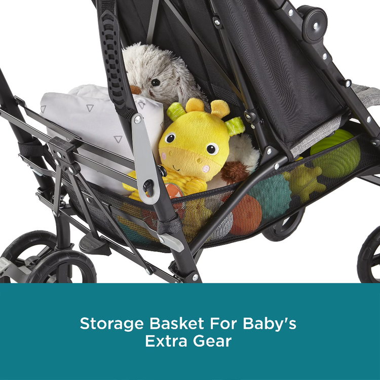 Contours MaxLite Deluxe Lightweight Umbrella Stroller Graphite Gray Vegan Leather Handles All Wheel Suspension