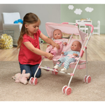 Folding Double Doll Umbrella Stroller for 18 Inch Dolls | Pink Toy Twin Doll Stroller