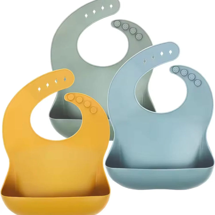 Silicone Baby Feeding Bib | Waterproof Adjustable Food Catcher Bib For Toddlers