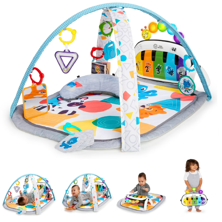 Baby Einstein Kickin' Tunes 4-in-1 Infant Activity Gym Tummy Time Play Mat with Piano Multicolor