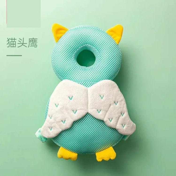 Green owl-shaped baby head protection pillow